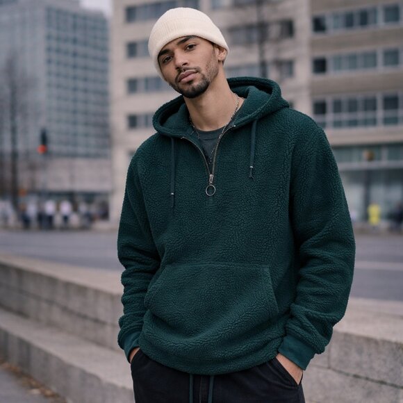 Sherpa half zip hoodie